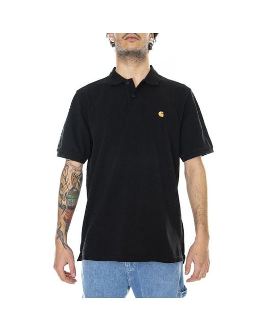 Carhartt WIP Black Chase Pique Ss Polo T-shirt for men