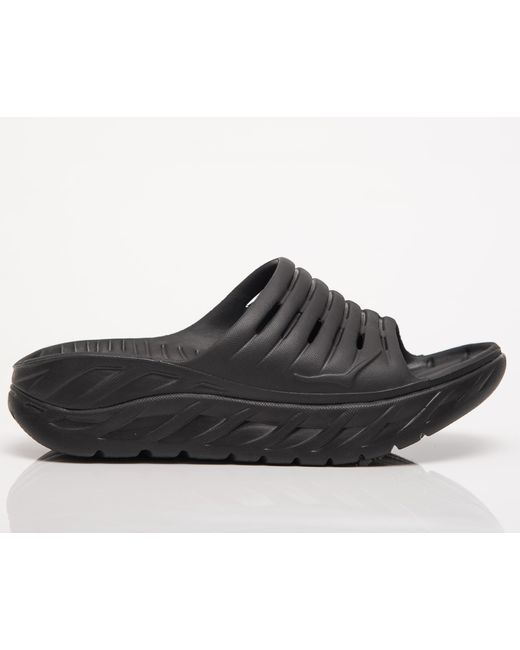 hoka one one black ora recovery slides