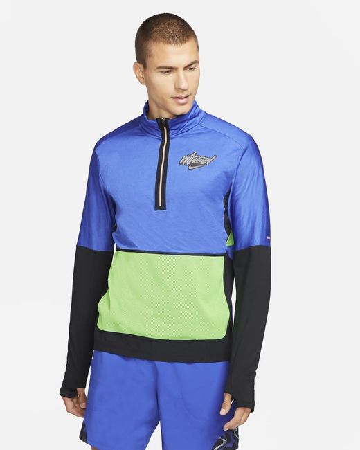 Nike Dri-fit Element Wild Run 1/2-zip Graphic Running Top in Blue for Men |  Lyst