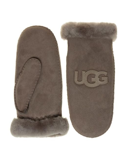 UGG Logo Mitten in Brown | Lyst
