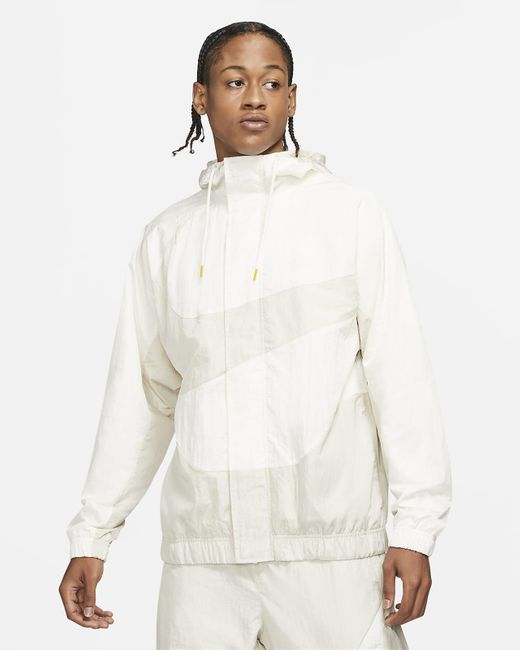 Nike Sportswear Swoosh Woven Lined Jacket in White for Men | Lyst
