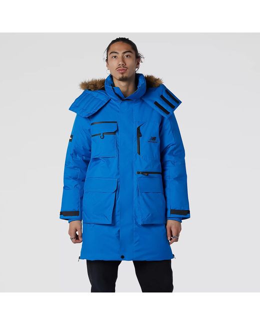 New Balance Nb Athletics Utility Down Parka in Blue for Men | Lyst