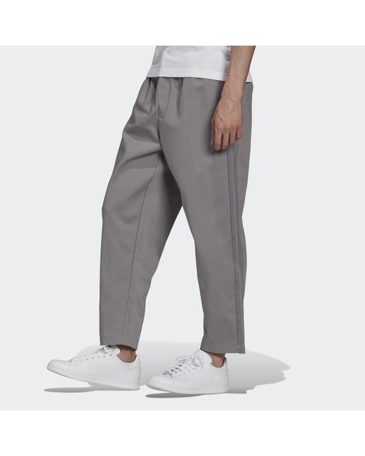 adidas Originals Adicolor Trefoil Relaxed Twill Pants in Gray for Men | Lyst