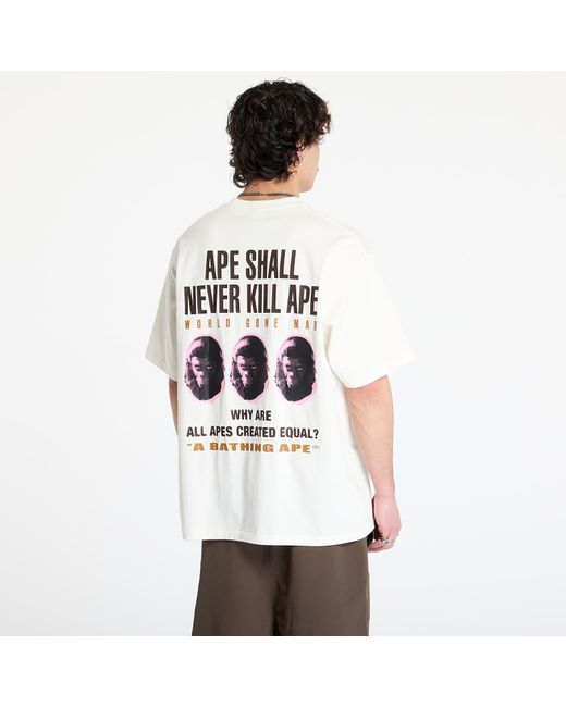 Maglietta Slogan Relaxed Fit Tee di A Bathing Ape in White