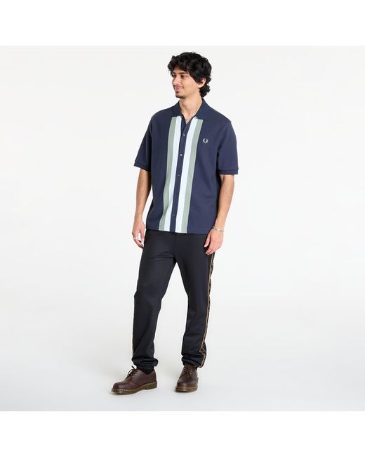 Fred Perry Blue T-Shirt Panelled Button Through Polo S for men