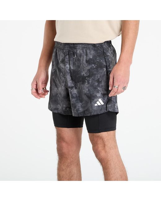 Adidas Originals Korte Broek Adidas Own The Run Spray Dye 2-In-1 Short Four in het Blue voor heren