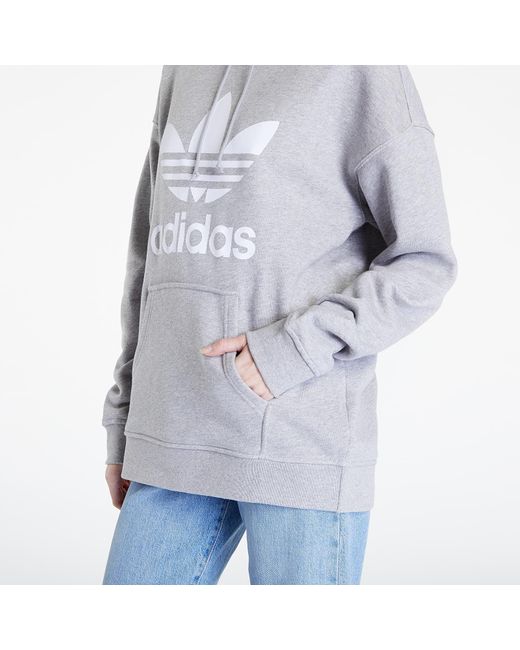 Adidas trefoil hoodie grey hot sale