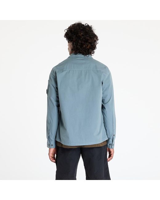 C P Company Blue Jacket Organic Gabardine Full Zip Overshirt for men