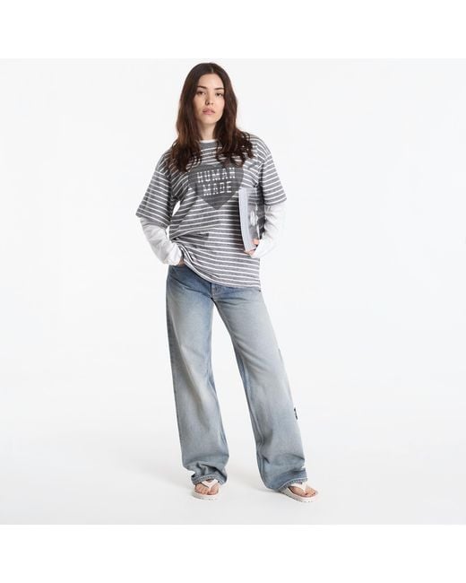 Human Made T-Shirt Heart Striped T-Shirt in het Gray