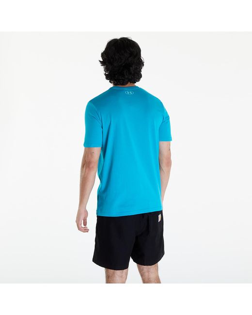 Under Armour Blue Project Rock Payoff Graphic Short Sleeve Tee Circuit Teal/ Radial Turquoise/ High-vis Yellow for men
