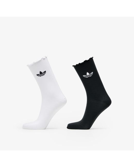 Adidas Originals Adidas semi-sheer ruffle crew socks 2-pack white/ black 37-39