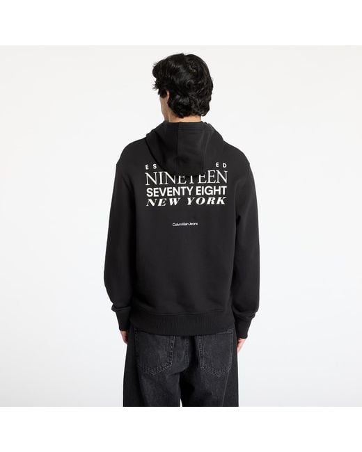 Calvin Klein Black Sweatshirt Jeans Typeface Graphic Hoodie for men