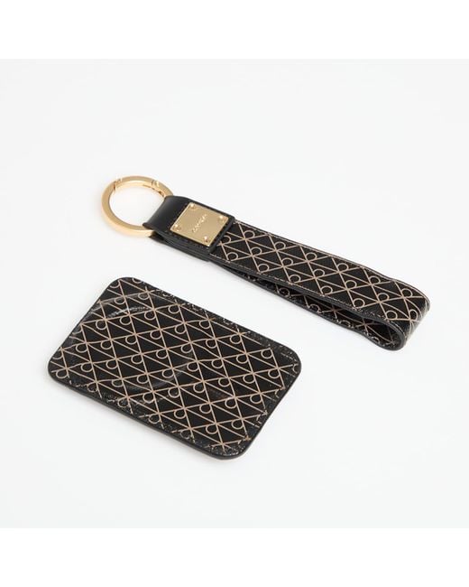 Calvin Klein Black Wallet Emblem Aop Key Fob + Cardholder