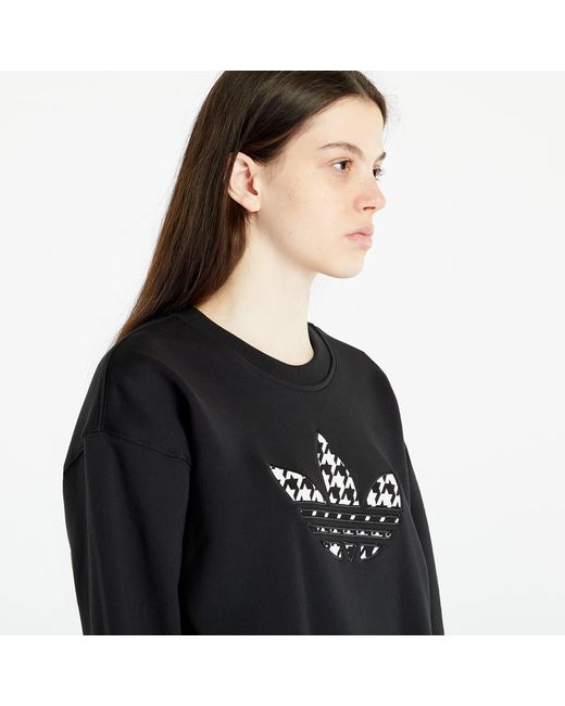 Houndstooth Trefoil Infill Graphic Long Sleeve Sweatshirt Black adidas  Originals | Lyst