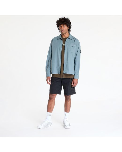 C P Company Blue Jacket Organic Gabardine Full Zip Overshirt for men