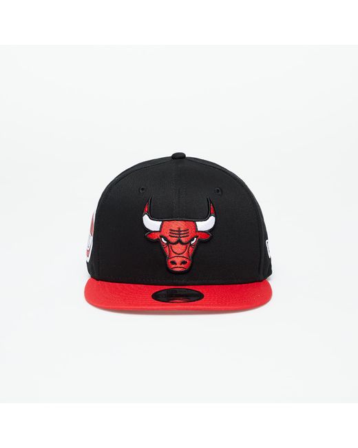 KTZ Black Chicago Bulls Team Side Patch 9fifty Snapback Cap / Front Door Red