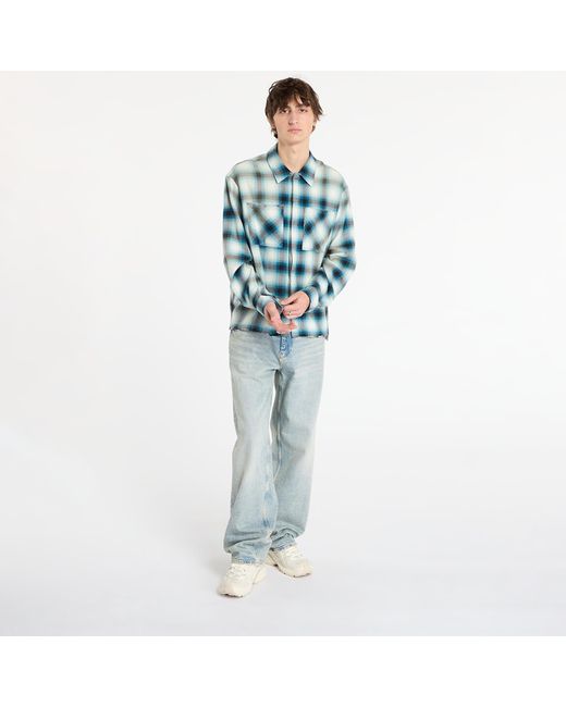 Represent Blue Shirt Sun Bleached Flannel Shirt for men