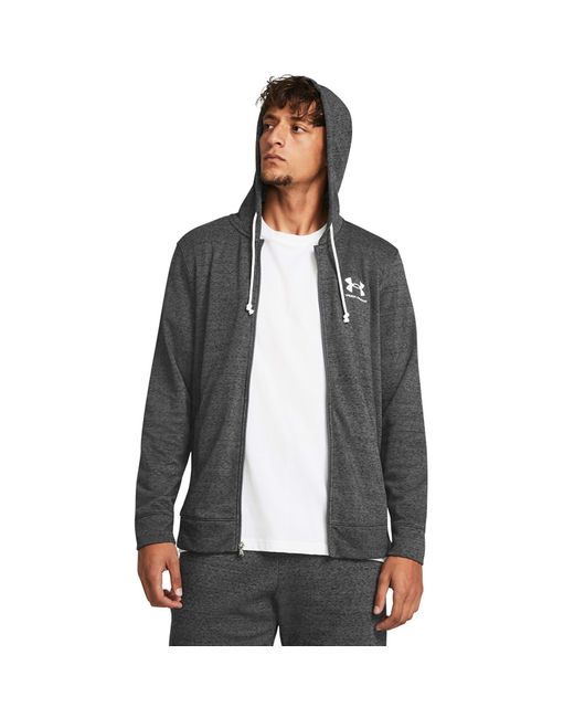 Under Armour Gray Rival Terry Full-Zip Castlerock Light Heather Onyx for men