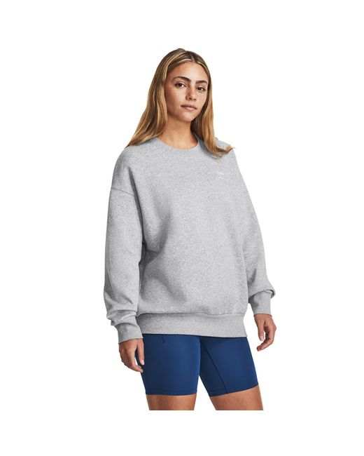 Under Armour Gray Icon Fleece Oversized Crew Mod Light Heather