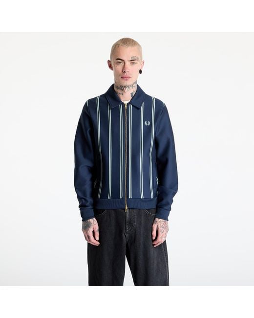 Fred Perry Sweatshirt Striped Collared Track Jacket in Blue für Herren