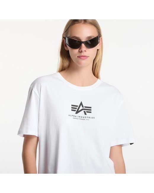 Alpha Industries T-Shirt Basic T-Shirt Contrast Stitch in het White voor heren