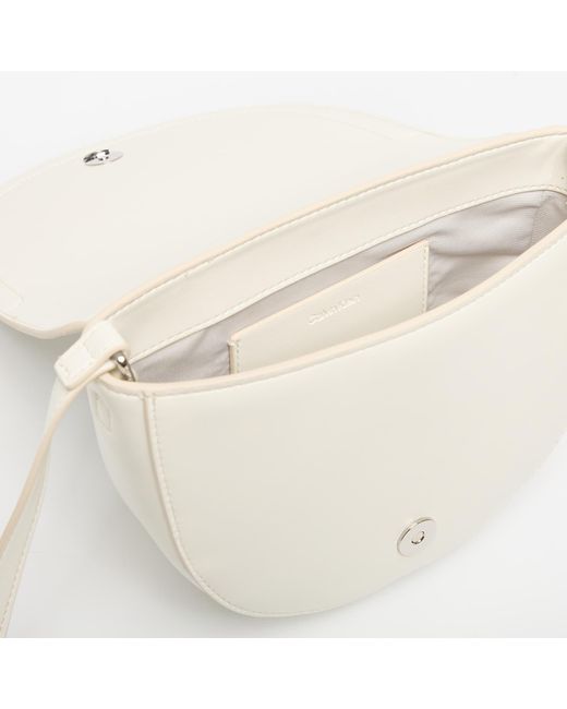 Calvin Klein White Bold Ck Saddle Crossbody