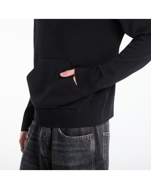 Palm Angels Trui Curved Logo Regular Knit Hoodie/ Off in het Black voor heren