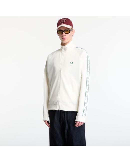 Fred Perry White Jacket Contrast Tape Track Jacket for men