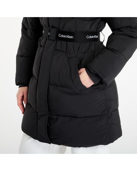 Calvin Klein Black Jacke Jeans Belted Midweight Coat