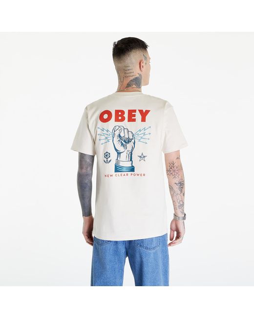 Obey White Obey New Clear Power T-shirt Cream for men