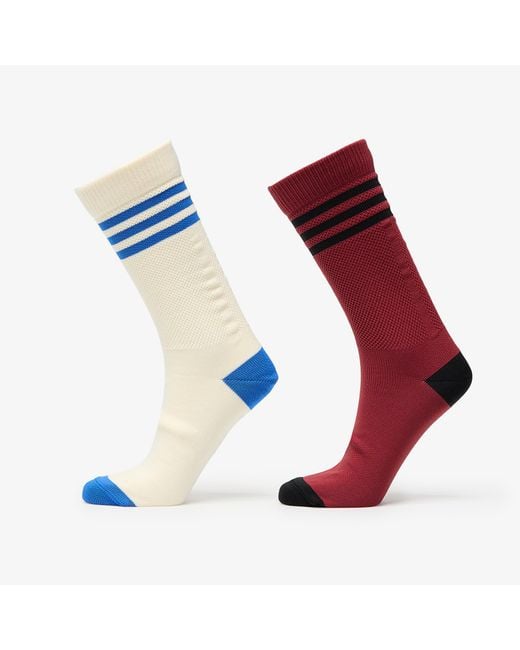Adidas Originals Blue Socken Adidas 3 Stripes Textured Crew Socks 2-Pack Cream/ Preloved Ruby
