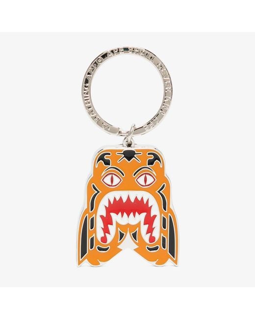 A Bathing Ape Orange Tiger Metal Keychain