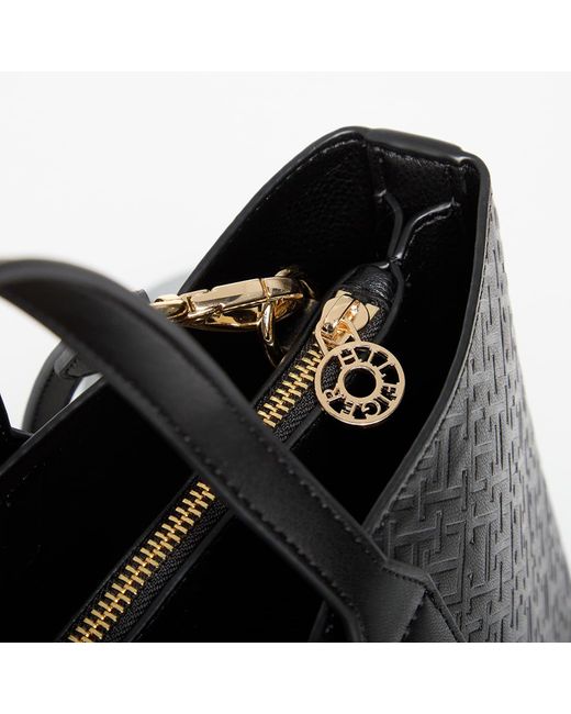 Borsa Icon Satchel Mono di Tommy Hilfiger in Black