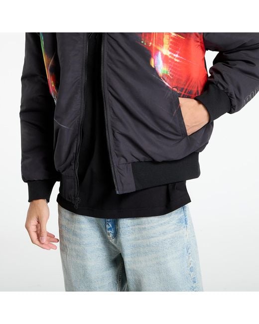 Pleasures Black Jacket Daft Club Reversible Bomber for men