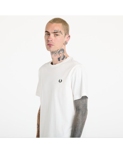 Fred Perry White Crew Neck Tee Snow for men