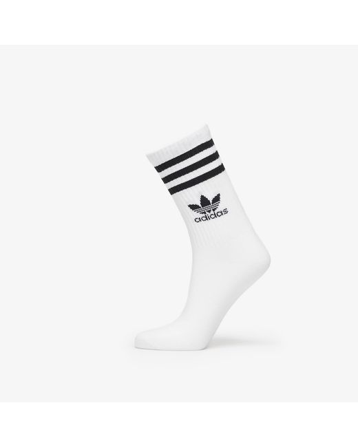 Adidas Originals White Adidas Mid Cut Crew Socks 3-pack / Medium Grey Heather/ Black