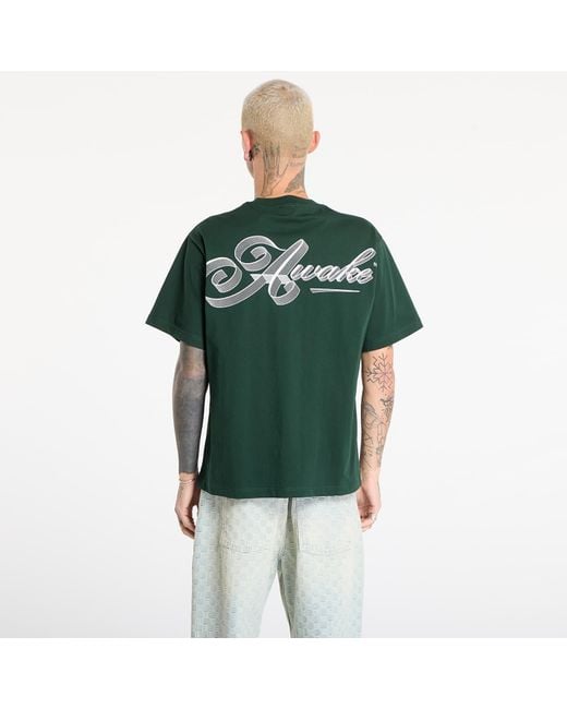 AWAKE NY T-Shirt Script Tee in het Green voor heren