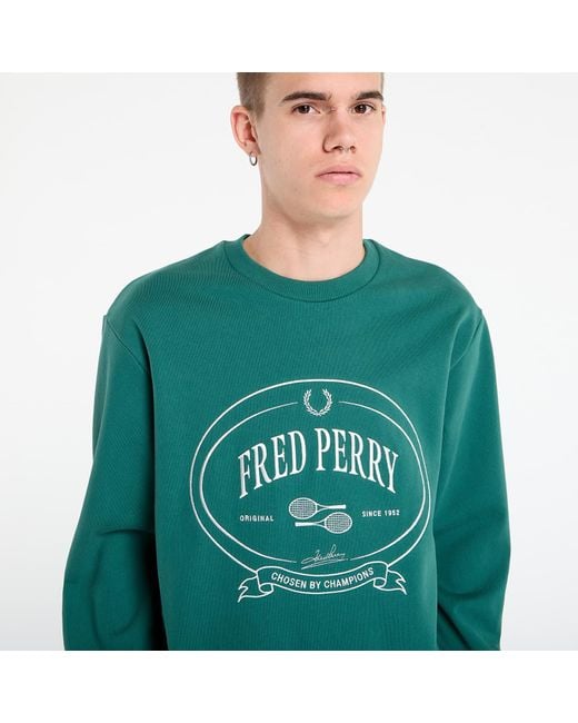 Felpa Chosen By Champions Sweatshirt di Fred Perry in Green da Uomo