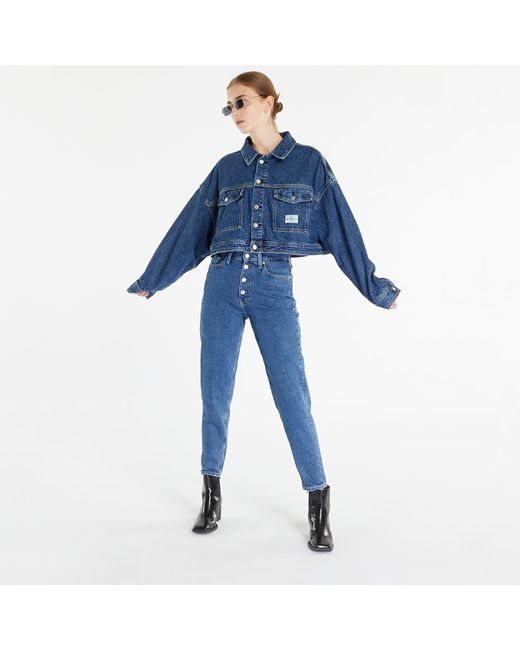 Jeans boxy cropped denim jacket di Calvin Klein in Blue