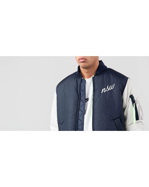 Nike Sportswear Down Fill Bomber Jacket Blue/ White for Men | Lyst