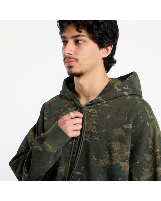 Carhartt Sweatshirt Hooded Benton Sweat Jacket Camo Combi/ Garment Dyed in het Green