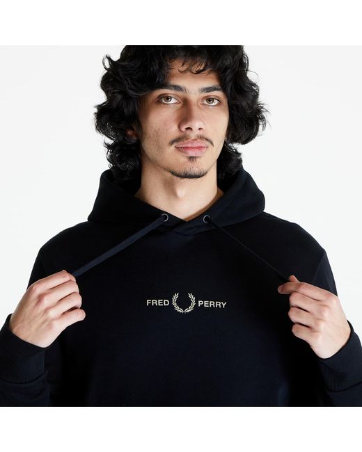 Fred Perry Blue Raised Graphic Hooded Sweatshirt for men