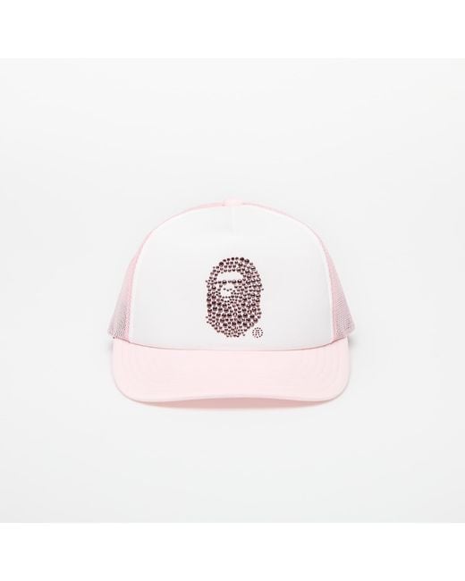 A Bathing Ape Pink Crystal Stone Ape Head Mesh Cap
