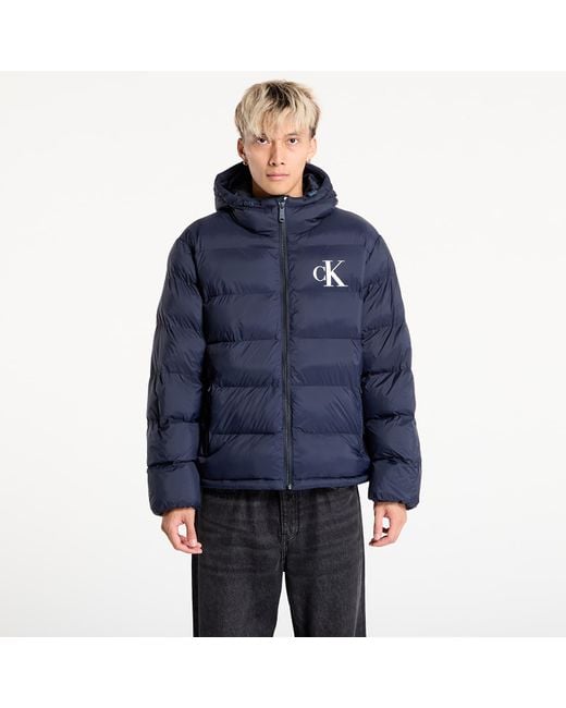 Calvin Klein Blue Jacket Jeans Ls Nylon Monogram Puff Jacket for men