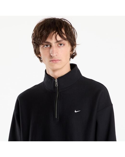 Felpa Solo Swoosh Fleece Quarter-Zip Top di Nike in Black da Uomo