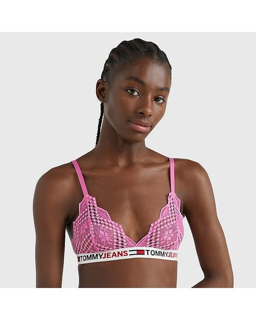 Tommy Hilfiger Purple Unlined Lace Triangle Bra Pink Armour