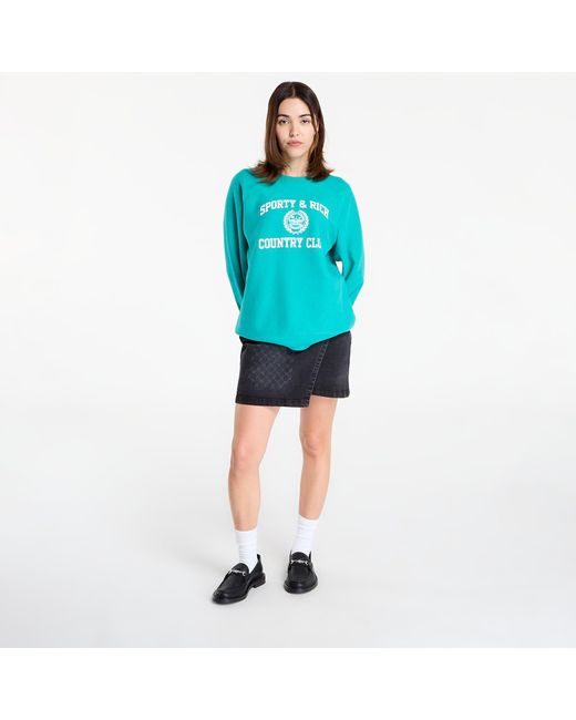 Sporty & Rich Blue Sweatshirt Varsity Crest Soft Crewneck