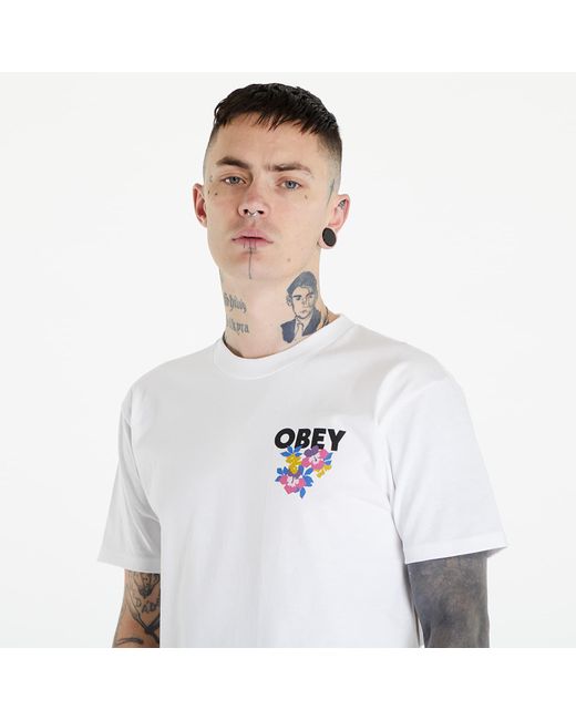 Obey White Obey Floral Garden T-Shirt for men