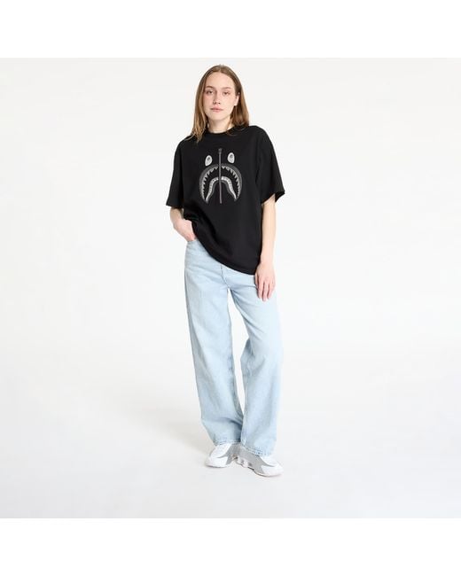 A Bathing Ape Black T-Shirt Chain Stitch Shark Relaxed Fit Tee