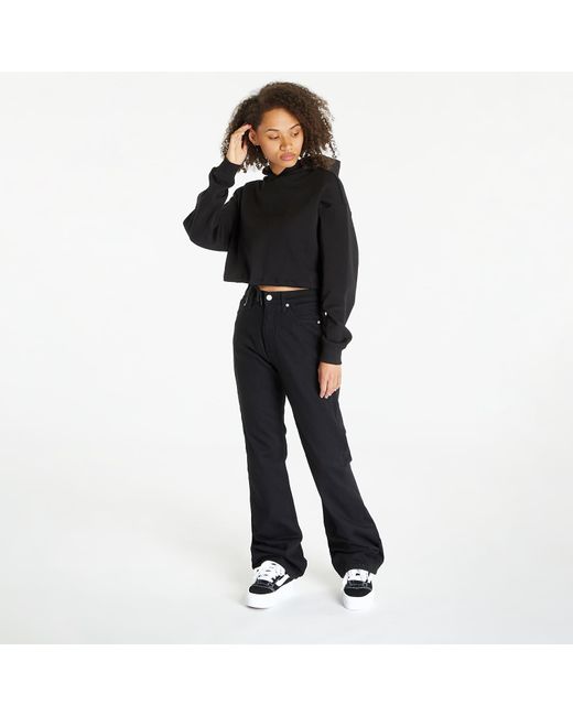 Felpa Jeans Cropped Embossed Logo Hoodie di Calvin Klein in Black